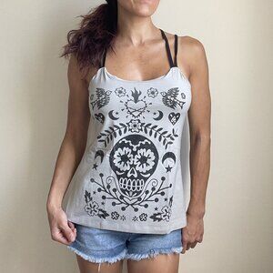 Too Fast Sugar Skull Tank Top | Day of the Dead Criss Cross Back